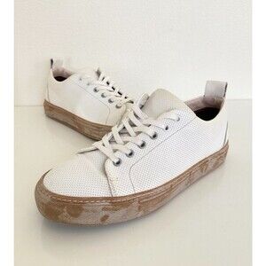 Aether Dalton Perforated Leather Sneakers White Lace Up Low Top Women US 8 EU 39